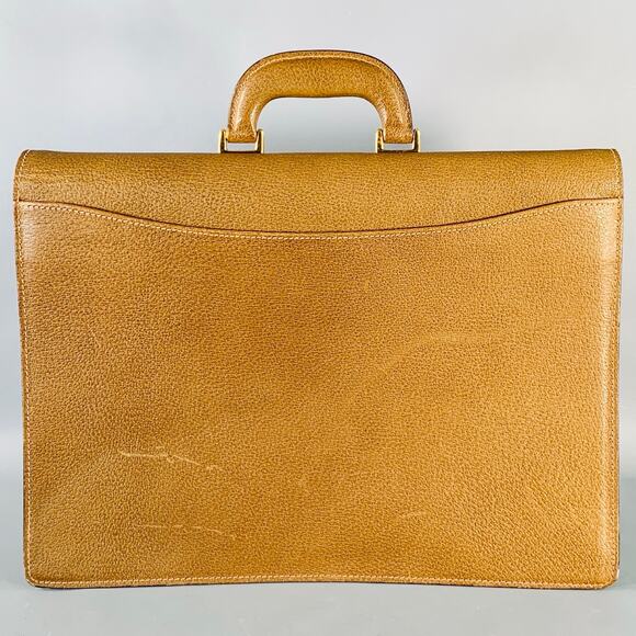 GUCCI Vintage Tan Pebble Grain Leather Combo Lock Briefcase - Picture 4 of 9